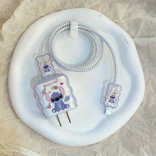 1 Set Stitch 18W/20W Fast Charger Protector – Durable Cable & Adapter Cover for iPhone 14/13/12