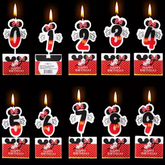 Hot Happy Birthday Number Candles (0-9) – Cartoon Mickey & Minnie Mouse Cake & Cupcake Toppers