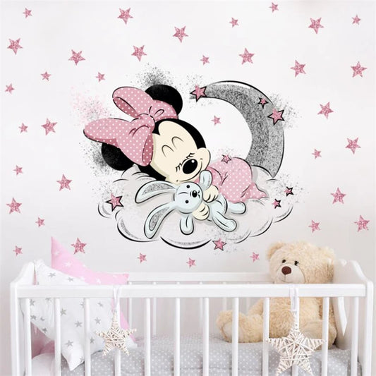 3D Cartoon Mickey & Minnie Mouse Wall Stickers – Kids Room Décor