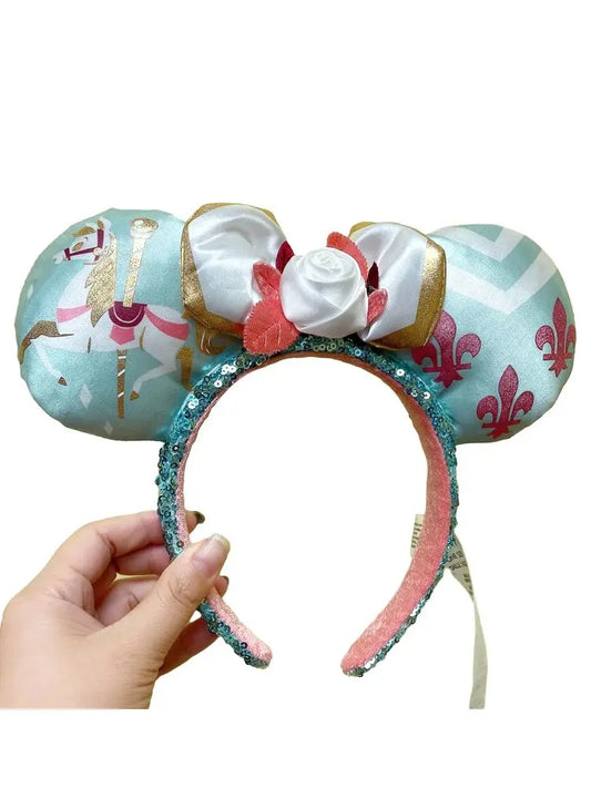 2025 Disney Minnie Ear Headband – Plush Leather & Sequin Hairband for Women & Kids