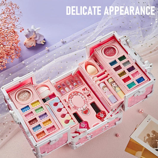 Kids Makeup Kit for Little Girls – 49 Pcs Washable Real Makeup Set with Cosmetic Case