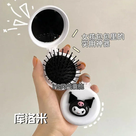 Sanrio Makeup Mirror & Folding Airbag Comb – Hello Kitty, Kuromi & My Melody