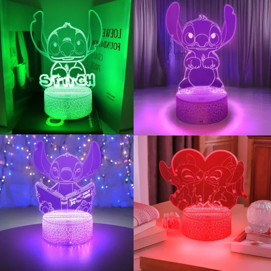 3D Illusion Stitch LED Night Light – Remote Control Smart Touch Room Decor Lamp