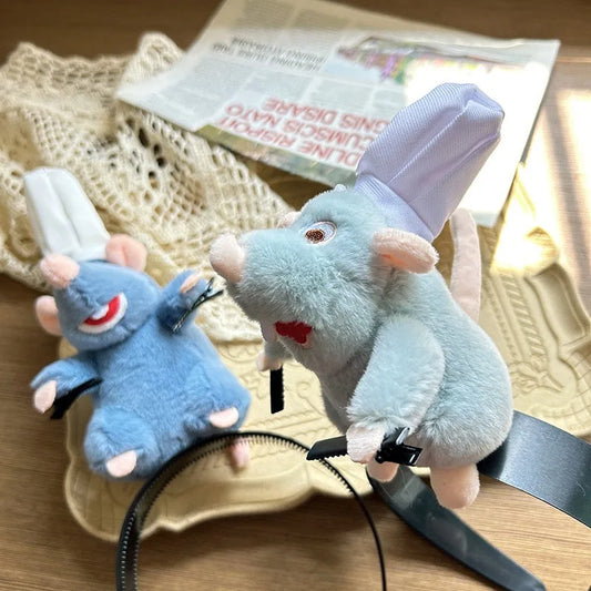 2024 New Disney Ratatouille Headband – Cartoon Anime Character Plush Doll Grabbing Bangs Funny Accessories Girls Kawaii Toy Gift