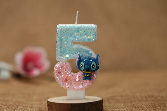 Disney Lilo & Stitch 3D Number Candles – Cute Cartoon Cake Toppers for Birthdays