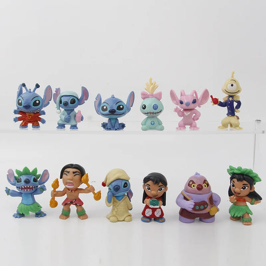 12pcs/set Stitch Figure Toys – PVC Collectible Model Set for Kids
