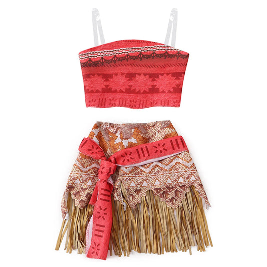 Moana Ocean Adventure Costume – Polynesian Style Two-Piece Dress for Girls