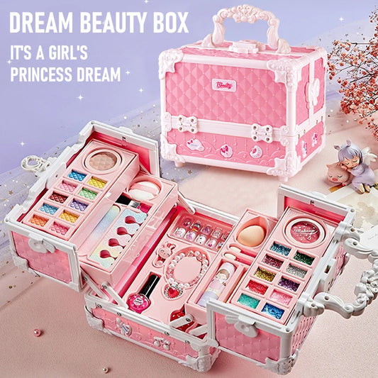 Kids Makeup Kit for Little Girls – 49 Pcs Washable Real Makeup Set with Cosmetic Case