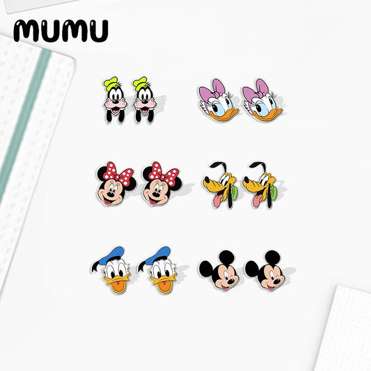 2024 New Cute Mickey & Minnie Head Stud Earrings – Handmade Epoxy Resin Jewelry
