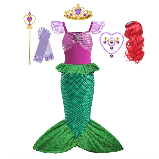 Summer Mermaid Birthday Party Dress – Fantasy Cosplay Gown for Girls (2–10 Years)