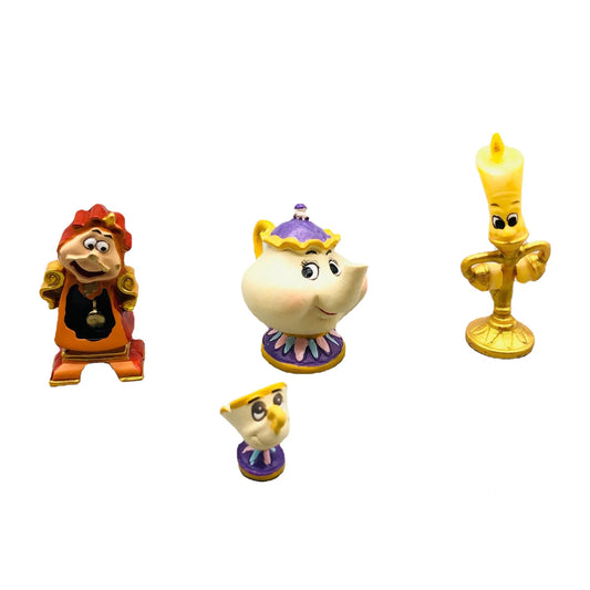 4Pcs/Set Disney Beauty and the Beast Cogsworth Clock Miniature Figurines – Collectible Decoration Models