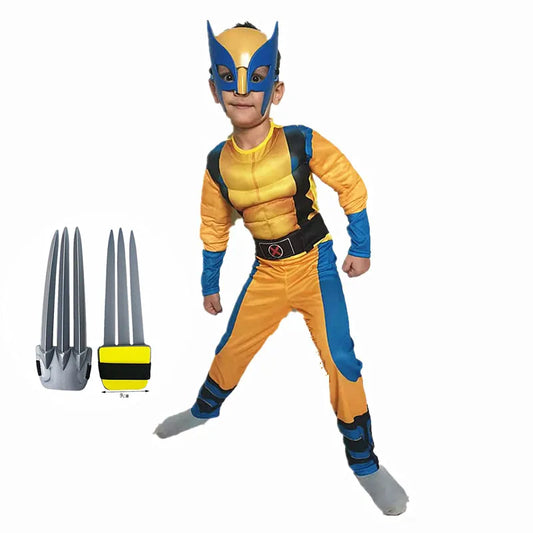 Wolverine Cosplay Costume for Kids – Luxury Movie-Style Superhero Jumpsuit with Mask