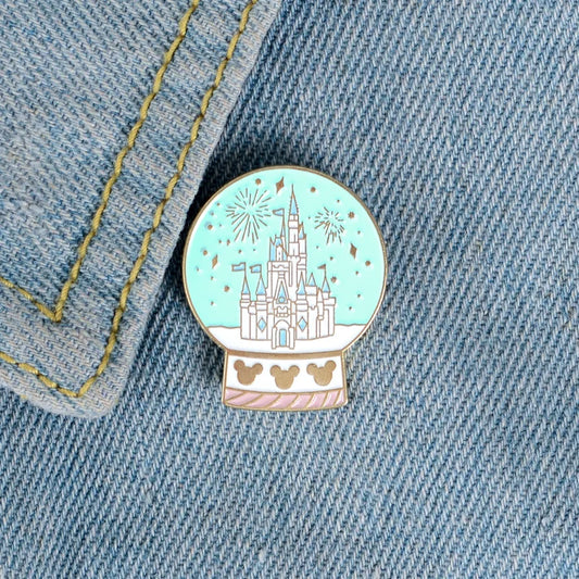 Creative Disney Castle Fireworks Crystal Ball Enamel Pin – Mickey Brooch Lapel Badge