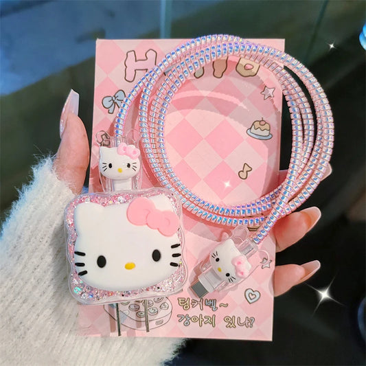Hello Kitty & Kuromi Charger Data Cable Case Protector and Winding Kit – For 18W/20W Fast Charger Adapter