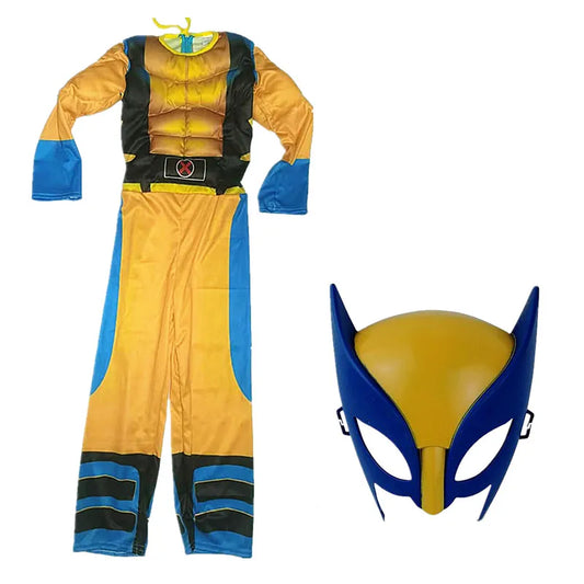 Wolverine Cosplay Costume for Kids – Luxury Movie-Style Superhero Jumpsuit with Mask