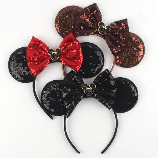 Disney Castle Fireworks Mouse Ears Headband – Sequin Bow Hairband for Girls & Kids Party Accessories