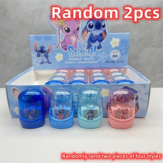 Random 2pcs Disney Anime Pencil Sharpener – Kawaii Stitch Double Hole Design
