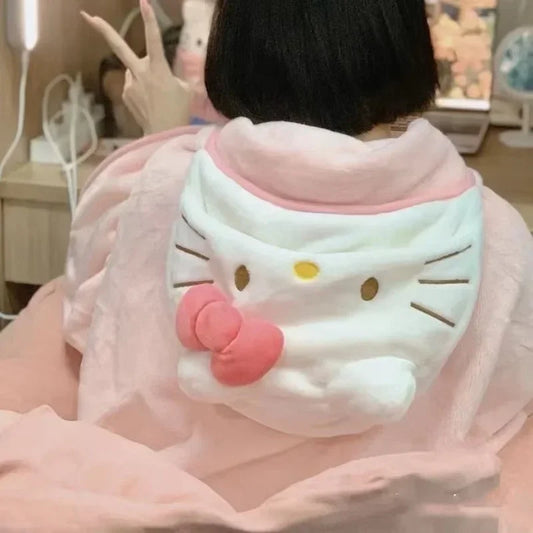 Hello Kitty Air Conditioning Blanket – Hooded Cute Cloak for Students & Office