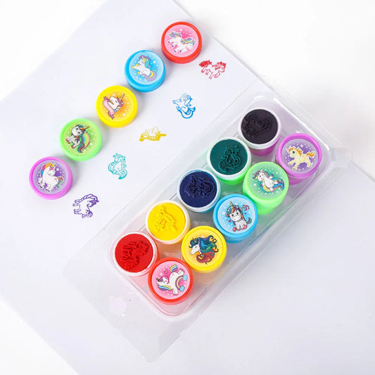 10pcs Unicorn Stamps for Kids – Assorted Pre-Inked Party Favors