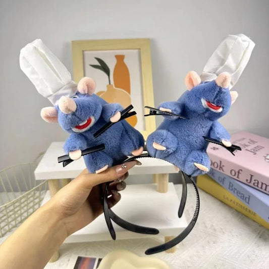 Disney Pixar Ratatouille Remy Plush Hairband – Kawaii Cartoon Headband & Hairpin Set