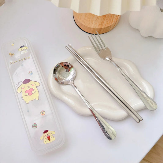Sanrio Cutlery Set – My Melody & Kuromi Kawaii Spoon, Fork & Chopsticks