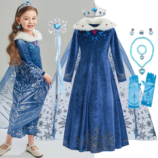 Disney Snow Queen Elsa Costume for Girls – Frozen Cosplay Snow Princess Dress