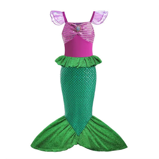 Summer Mermaid Birthday Party Dress – Fantasy Cosplay Gown for Girls (2–10 Years)