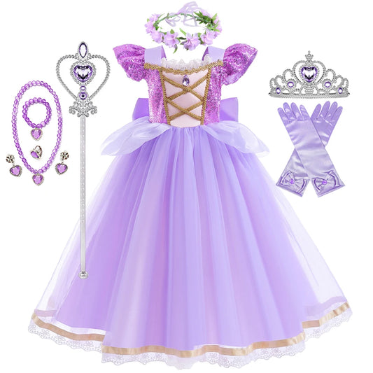 Summer Rapunzel Princess Dress – Tangled Cosplay Costume for Girls