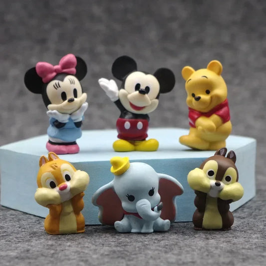 6pcs Miniso Anime Mickey Mouse Action Figures – Minnie, Pooh, Dumbo & More Collectible PVC Dolls