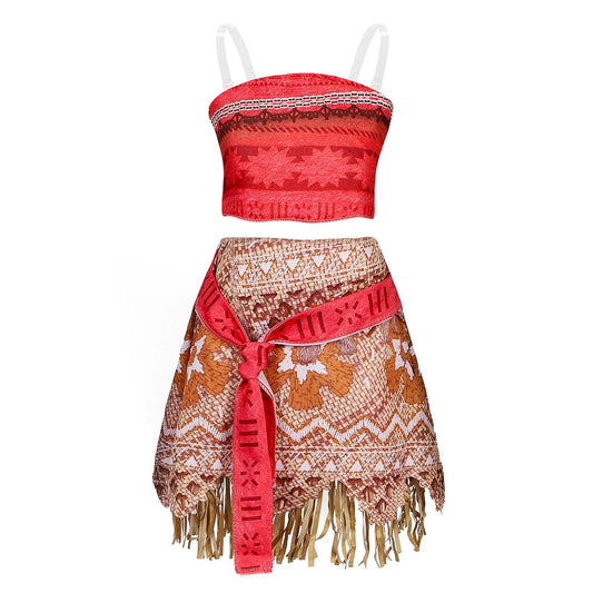 Moana Ocean Adventure Costume – Polynesian Style Two-Piece Dress for Girls