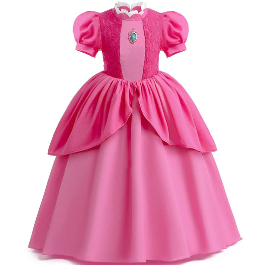 Peach Princess Cosplay Dress for Girls – Role Play Costume for Birthday, Stage & Carnival