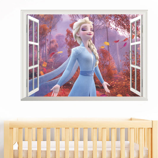 Anna, Elsa Princess Wall Stickers – Fairy Tale Cartoon Decals for Kids Room