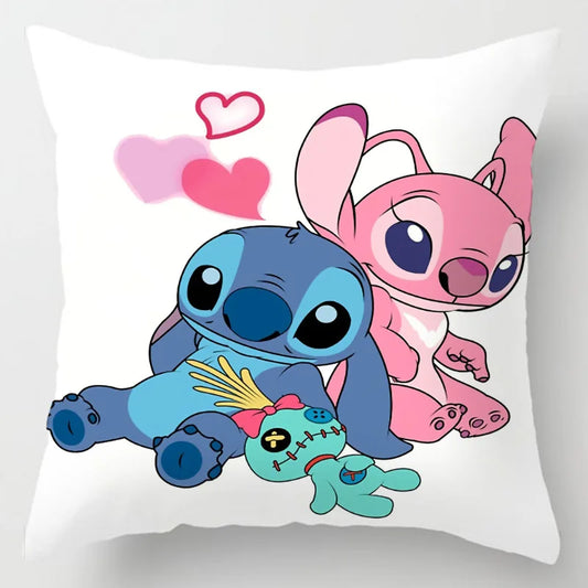 Anime Figure Disney Stitch Double-Sided Print Pillowcase – Kawaii Pillow Cover for Kids Room Decor