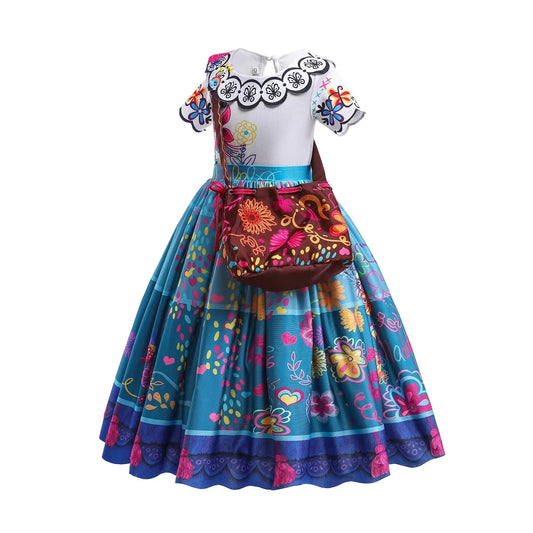 Mirabel Princess Dress for Girls – Encanto Cosplay Costume with Matching Bag