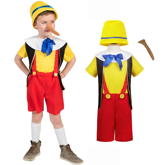 Umorden Puppet Pinocchio Costume for Kids – Toddler & Child Boy Outfit with Long Nose (Sizes 3-4T, 4-12T)