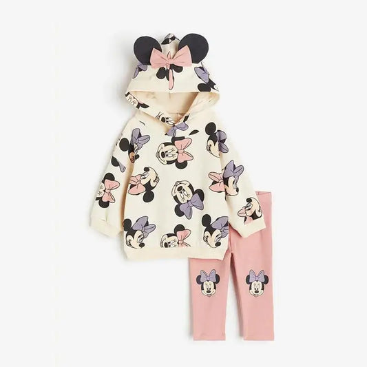 Mickey Cartoon Printed Hoodie & Pants Set – Kids’ Long-Sleeve Sportswear for Autumn & Winter