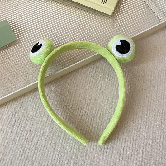 Funny Green Frog Animal Ear Headband – Cute Wide-Brim Elastic Hair Band for Women & Girls