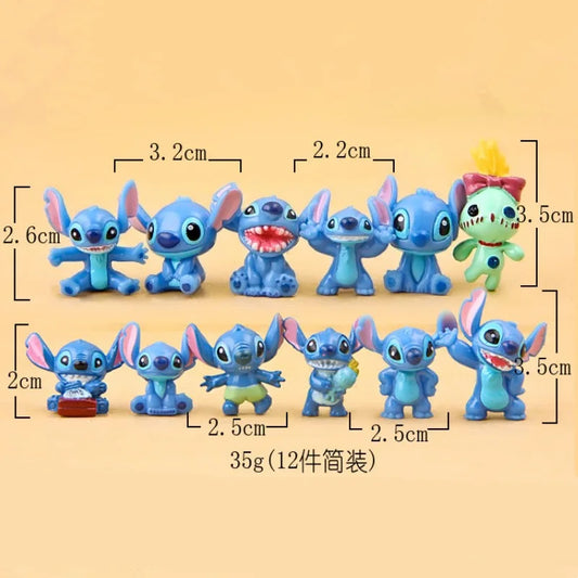 12PCS Mini Stitch Figure Set – 3CM Lilo & Stitch Collectible Anime Dolls