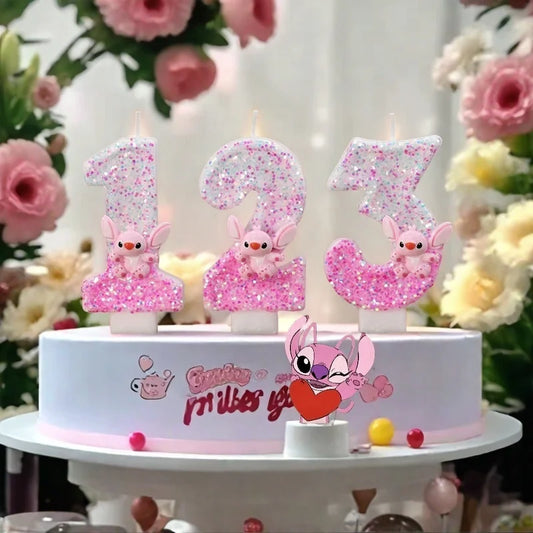 Disney Lilo & Stitch 0–9 Number Candles – Cute Cartoon Cake Toppers for Kids’ Birthdays