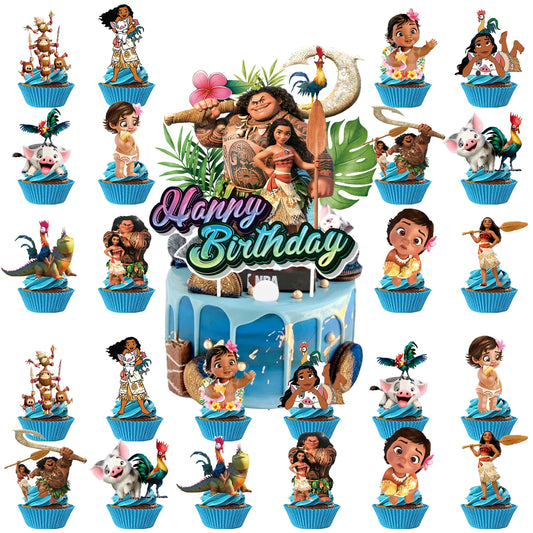 Moana Cake & Cupcake Toppers – Birthday Party Decorations
