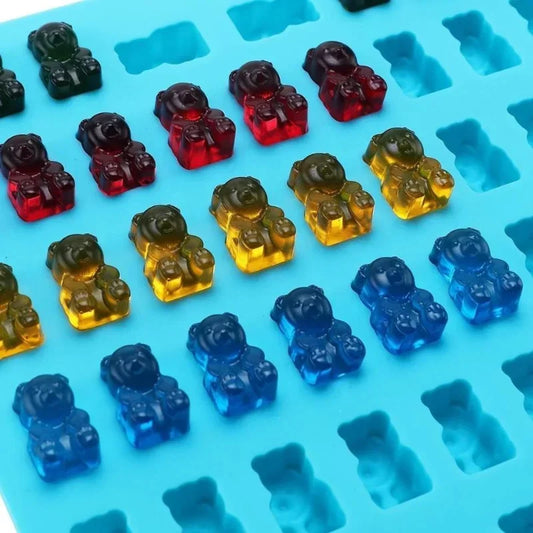 50-Grids Gummy Bear Silicone Mold – Cute Bear Jelly, Candy & Chocolate Fondant Mould with Dropper