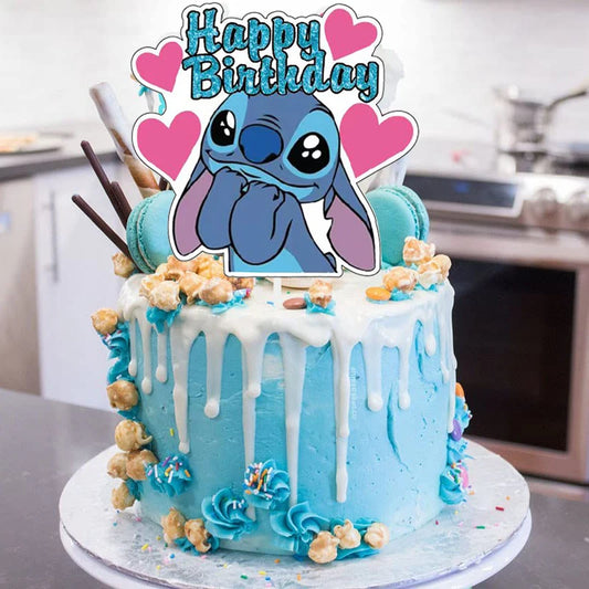 Lilo & Stitch Glitter Cake Toppers – 25pcs Party Cupcake & Cake Decorations