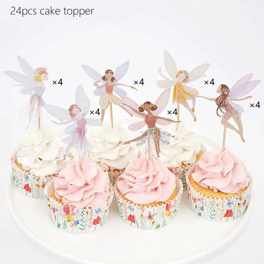 Fairy Cupcake Toppers – 12/24pcs Ballet Dancer Themed Party Cake Decorations for Girls
