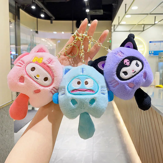 Sanrio Hello Kitty, My Melody, Cinnamoroll & Pochacco Plush Keychain – Cute Cartoon Bag Pendant Gift for Kids