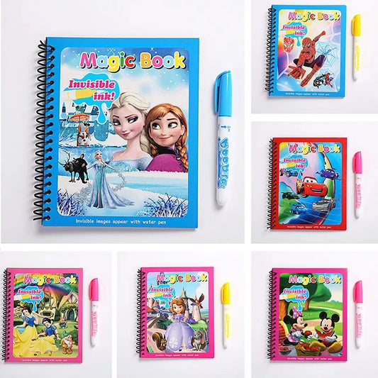 Frozen Disney Kids Puzzle Graffiti Painting Book – Mickey Mouse, Cars, Sofia Princess Cartoon DIY Magic Watercolor Painting Gifts
