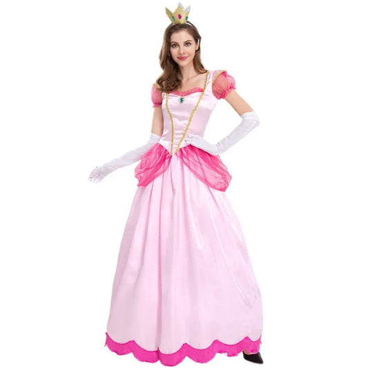 Princess Palace Party Dress – Pink Peach Blossom Anime Queen Costume for Women