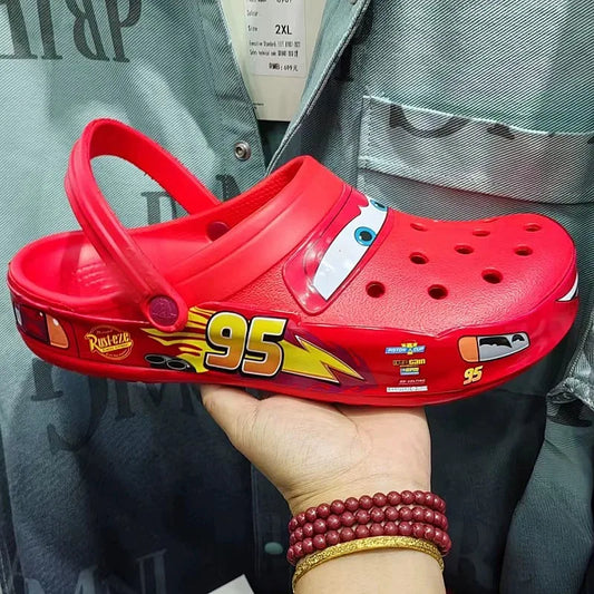 Disney Pixar Lightning McQueen Waterproof Slippers – Outdoor Casual Breathable Ankle-Wrap EVA Shoes