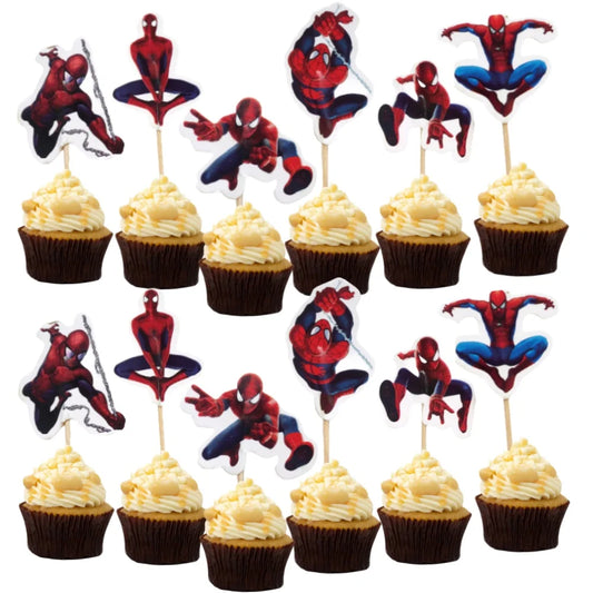 24Pcs Spiderman Cake Decorations – Superhero Party Toppers