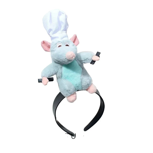 Disney Ratatouille Hairband – New Cartoon Plush Doll Headband with French Wide-Brimmed Hairpin
