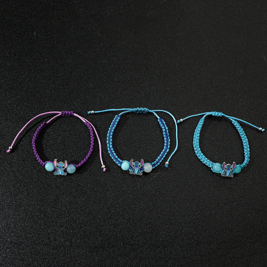 Disney Anime Lilo & Stitch Charms Bracelet – Cartoon Rope Chain Wristband